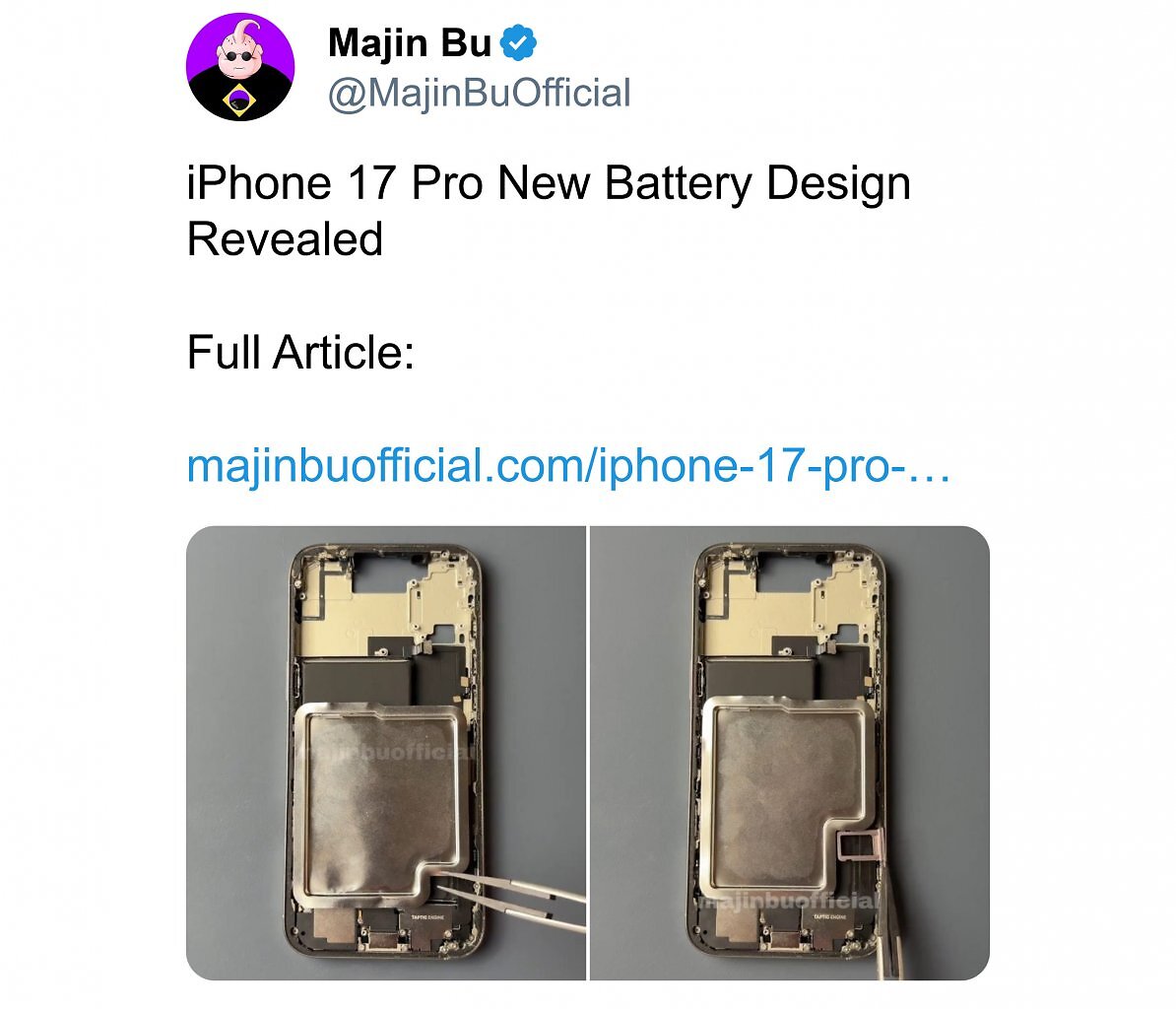[03/08/2025] Der Akku des iPhone 17 Pro soll in zwei unterschiedlichen Varianten erscheinen.