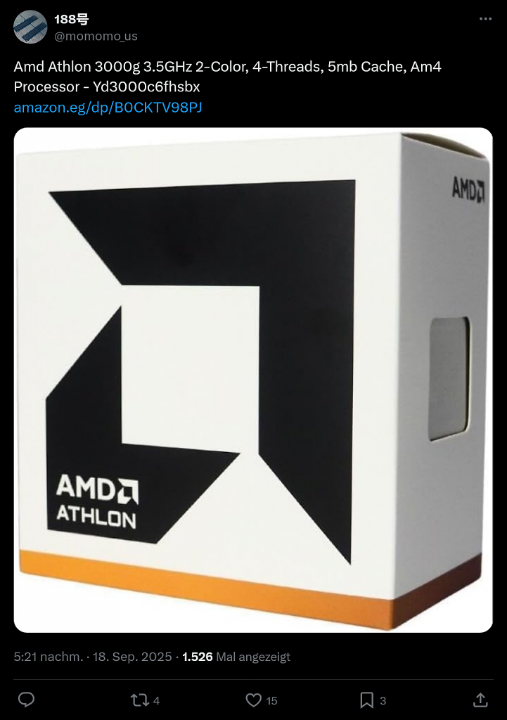 [19/09/2025] AMD Athlon 3000G
