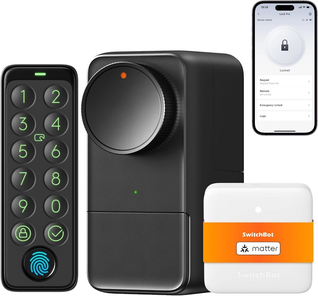 Elektronisches Türschloss jetzt 80€ günstiger: SwitchBot Smart Lock Pro mit Fingerprint, Alexa, Matter & Co. bei Amazon