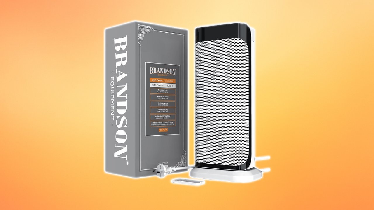 [10/09/2025] Brandson - Heizlüfter mit Fernbedienung - Preisträger - energiesparend leise Keramik-Heizlüfter Badezimmer - Oszillationsfunktion - Timer - Heizung Heater - GS zertifiziert [Energieklasse A] Amazon Angebot