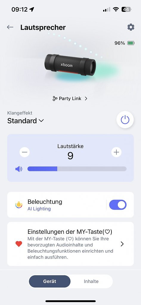 Screenshot der LG xboom-App