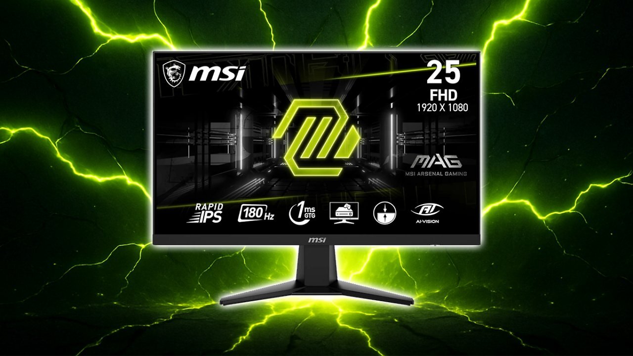 [26/09/2025] MSI MAG 256F 24,5 Zoll FHD Gaming Monitor - 1920 x 1080 Rapid IPS Panel, 180 Hz / 1ms GtG, 127% sRGB, Frameless Design, HDR Ready - DisplayPort 1.2a, HDMI 2.0b CEC Amazon Angebot