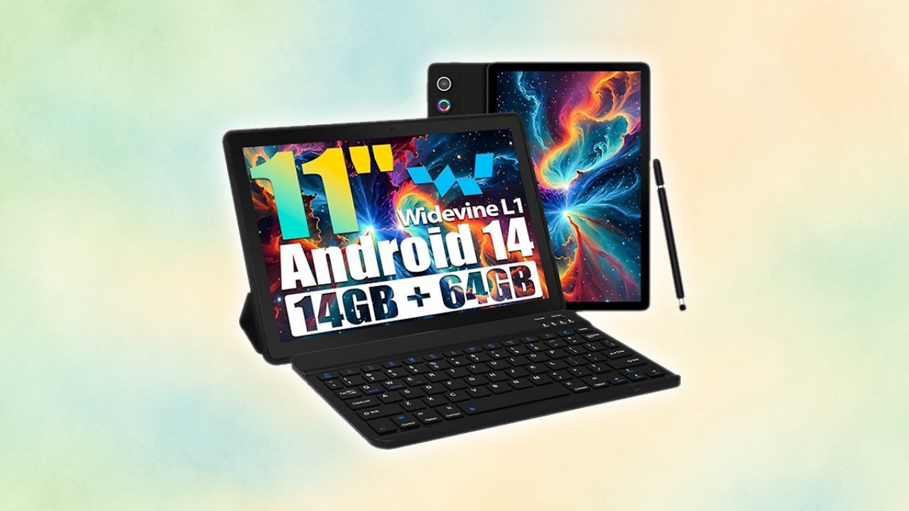 [04/09/2025] Tablet, Android Tablet 11 Zoll mit 14GB RAM + 64GB ROM (1TB TF), Octa-Core, Widevine L1, WiFi 6 & BT 5.3, 6800mAh Akku, Dual Kamera – Tablet mit Tastatur, Maus, Stift & Hülle Amazon Angebot