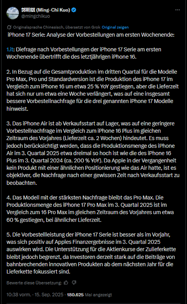 [16/09/2025] iPhone 17: Das teuerste Apple-Smartphone ist wohl am beliebtesten (2)