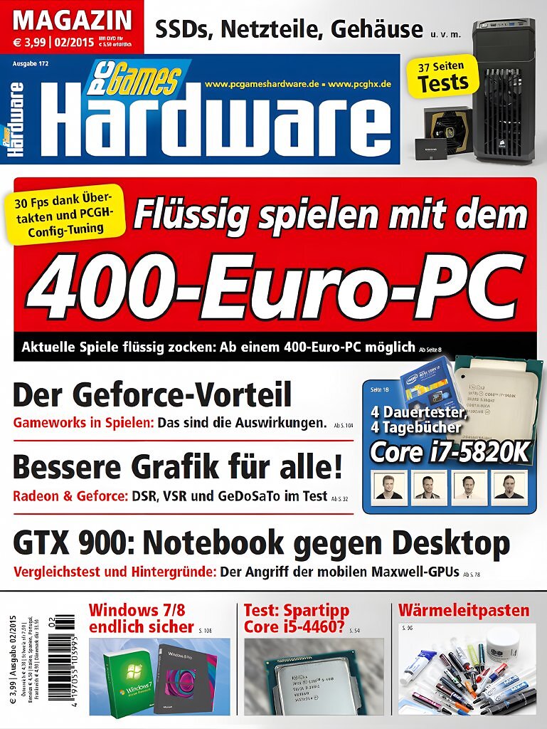 PC Games Hardware, Ausgabe 02/2015: Gaming f&uuml;r jedes Budget &ndash; fl&uuml;ssig spielen mit dem 400-Euro-PC, neue Grafikkarten und starke Notebooks im Leistungsvergleich.