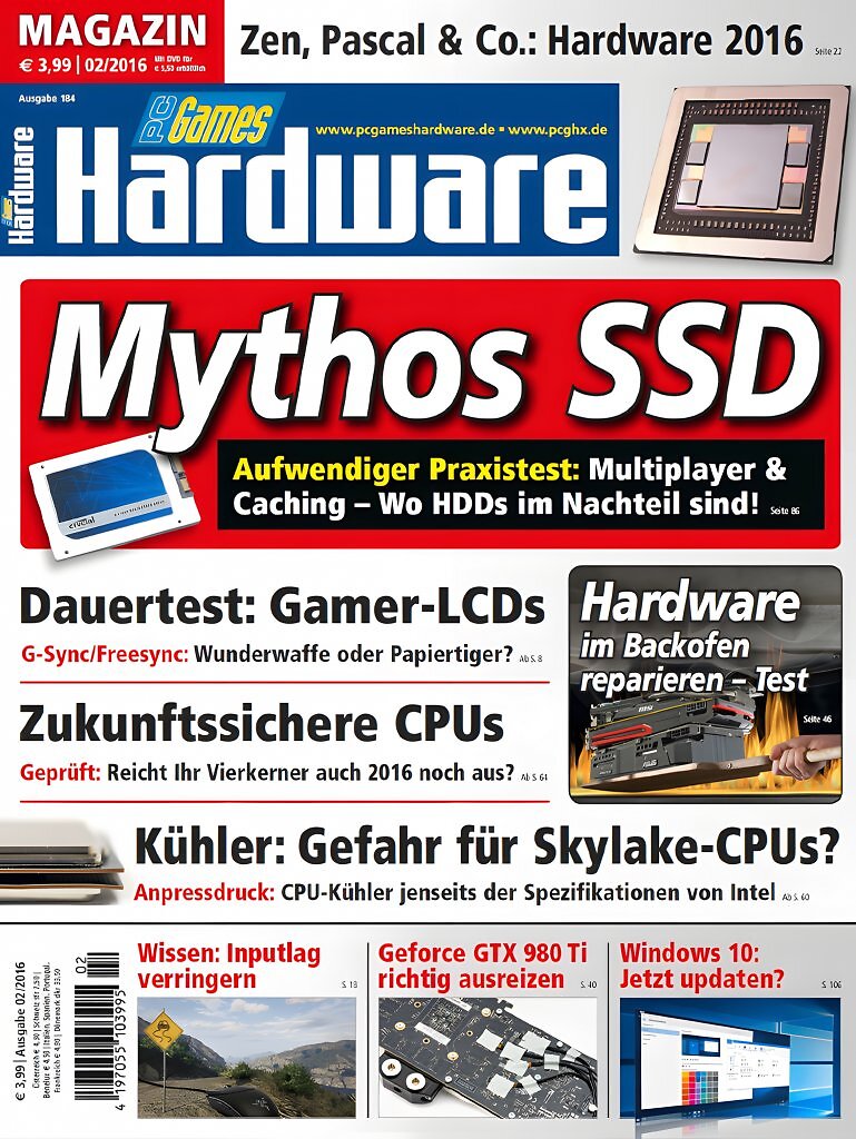 PC Games Hardware, Ausgabe 12/2016: Mythos SSD &ndash; Speichertechnik im Wandel, Zukunft der CPUs und der gro&szlig;e Hardware-Ausblick auf Pascal und Co.