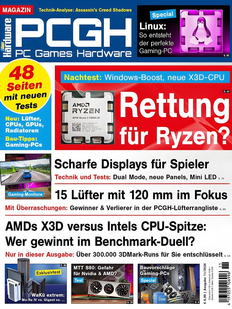 PC Games Hardware 2024: &bdquo;Rettung f&uuml;r Ryzen?&ldquo; &ndash; die Titelstory beleuchtete AMDs neue X3D-CPUs, Windows-Optimierungen und das Duell gegen Intels Raptor-Lake-Refresh. Ein Heft voller Tests, Analysen und Techniktrends.