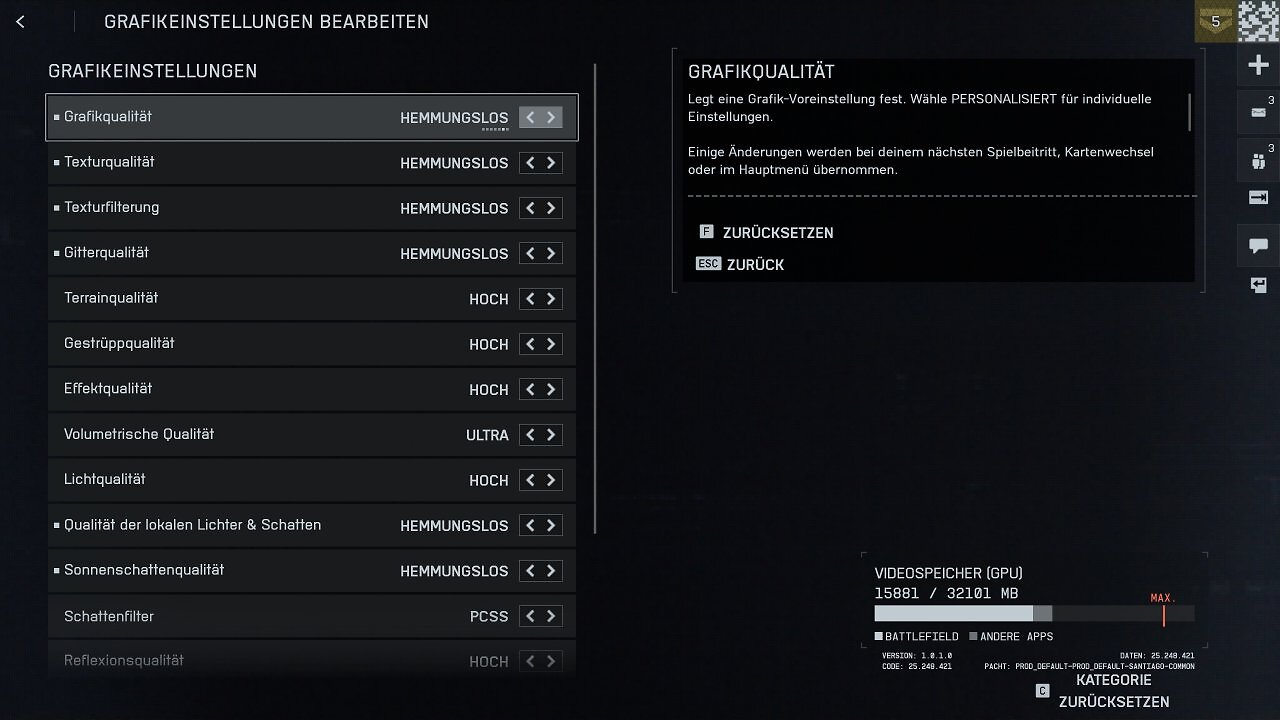 Battlefield 6 - Men&uuml; - 13 - Grafik-Settings I
