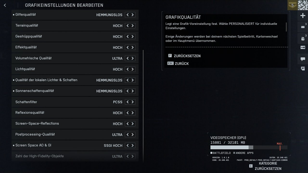 Battlefield 6 - Men&uuml; - 14 - Grafik-Settings II