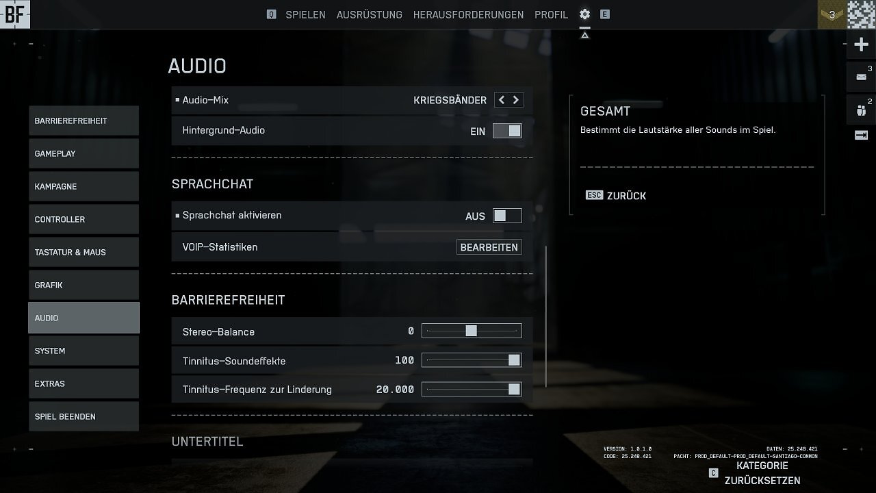 Battlefield 6 - Men&uuml; - 16 - Audio II