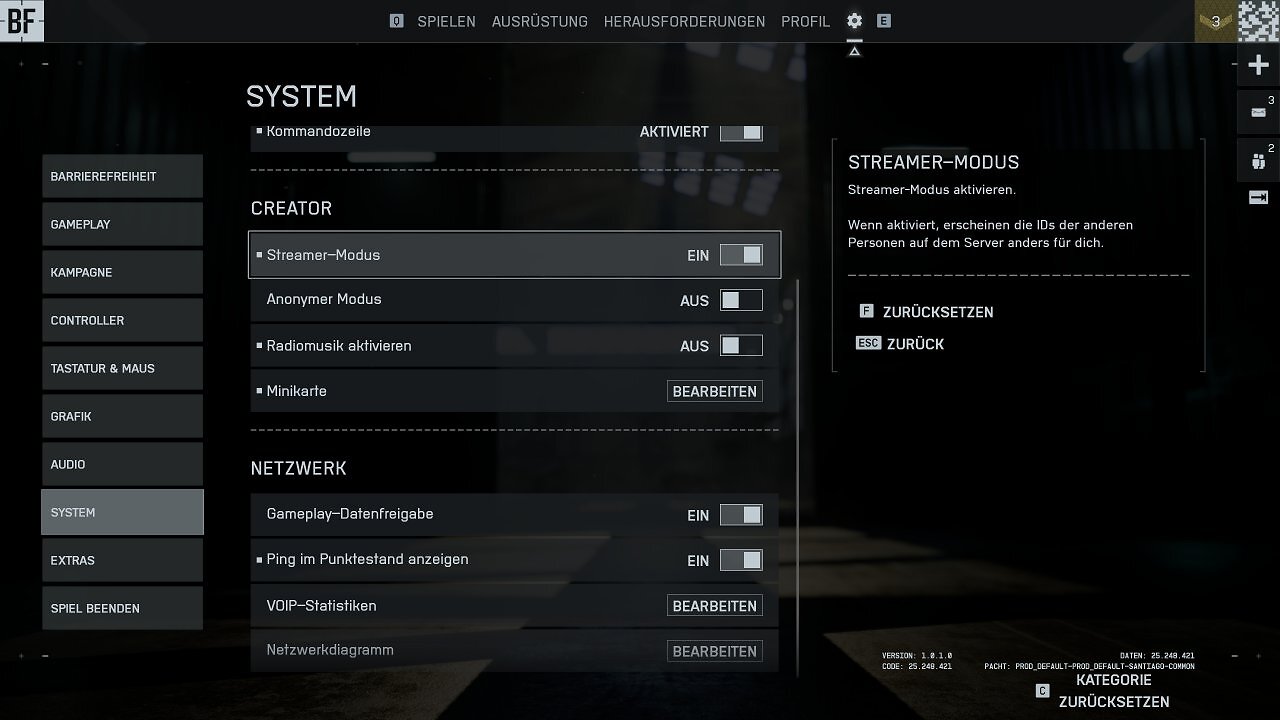 Battlefield 6 - Men&uuml; - 19 - System II