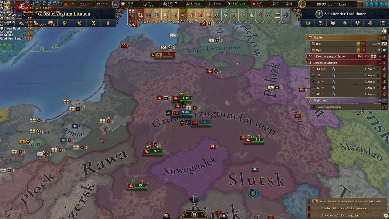 Europa Universalis 5 - Frametime-Spikes durch hohe CPU-Last, x5 Game-Speed