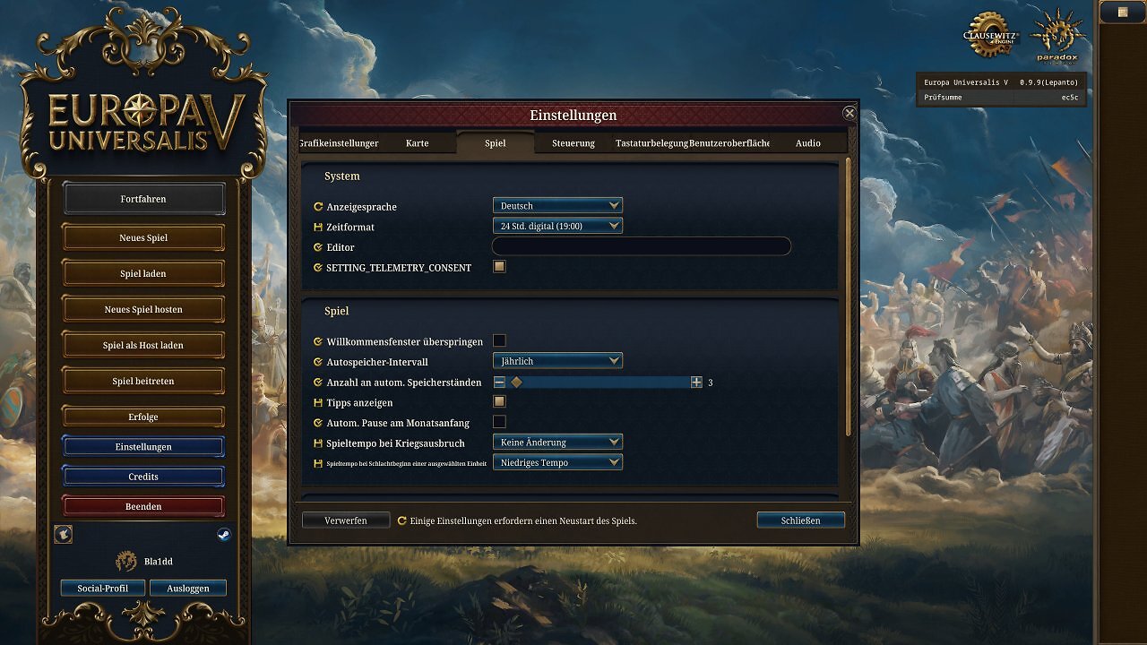 [31/10/2025] Europa Universalis V - Menü - 04 - Spiel I