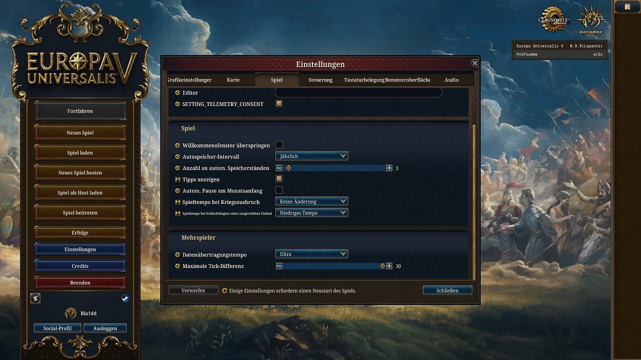 [31/10/2025] Europa Universalis V - Menü - 05 - Spiel II