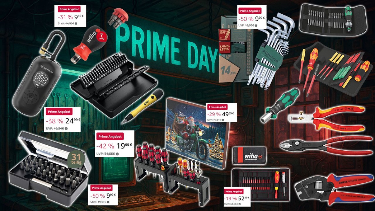 [08/10/2025] Zum Prime Day ab 9 €: Amazon verfeuert Wiha Bits, VDE-Set, Wera Halter + Ratsche, Luftpumpe, Knipex Crimpzange, Frontgreifzange uvm. [Update] (1)