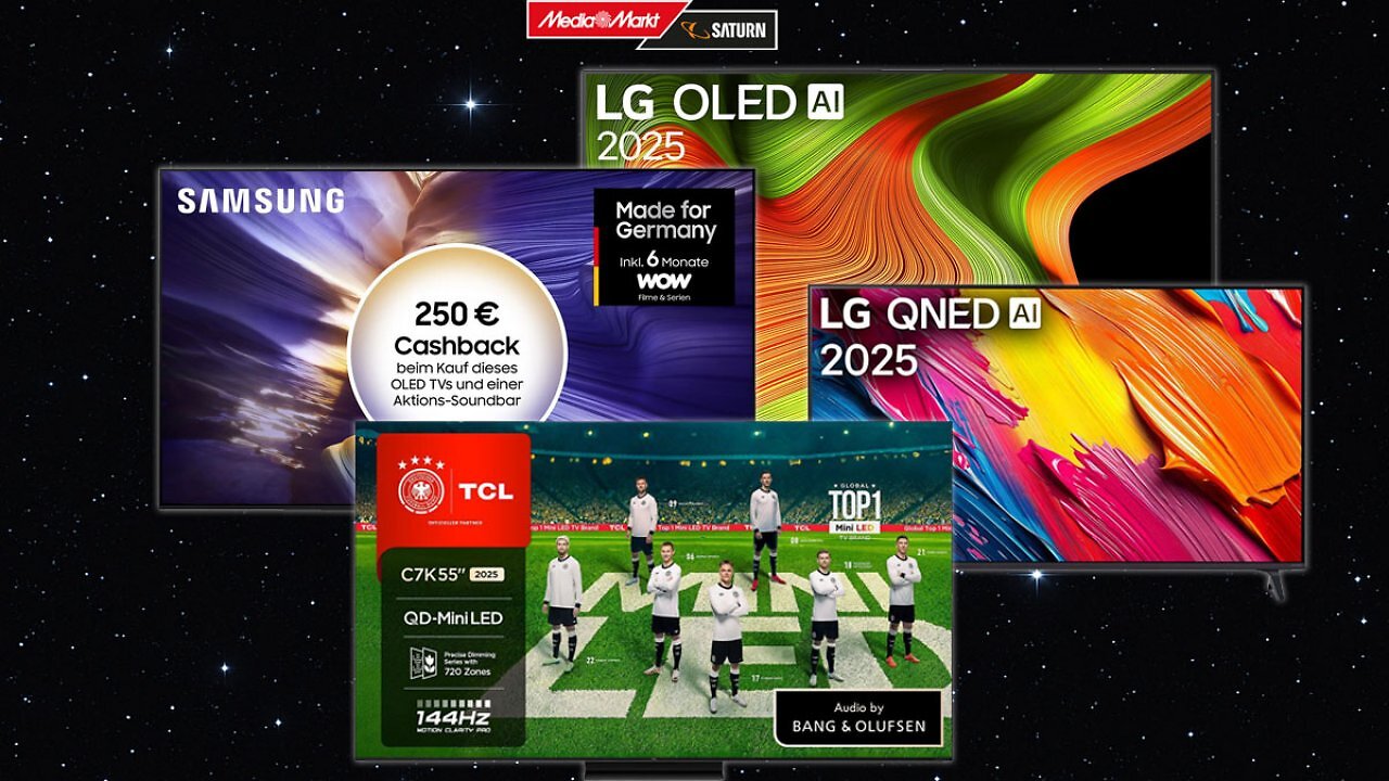 [31/10/2025] Bei MediaMarkt: Bestpreis-Deals zu Samsung-, LG- und TCL-TVs. Mit OLED-TVs, Mini-LED-Fernsehern und mehr.