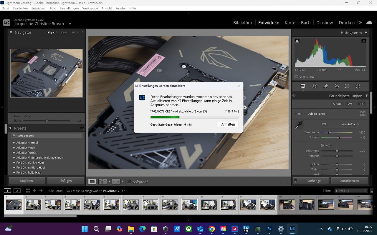 [15/10/2025] In Lightroom Classic dauert die Synchronisation mit dem ersten Bild und damit das AI Denoising nicht sehr lang.