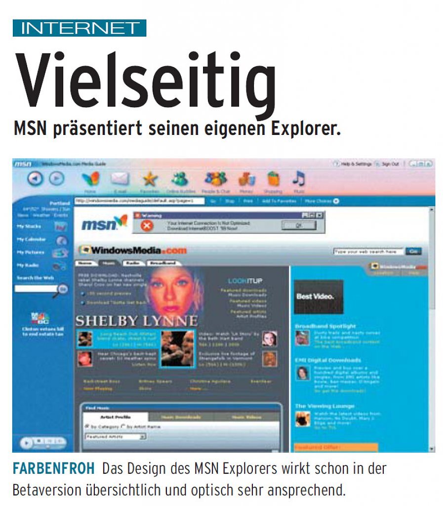 [23/10/2025] MSN Explorer im Jahr 2000: farbenfrohes Design, integrierte Mediafunktionen und Symbolleisten im Überfluss.