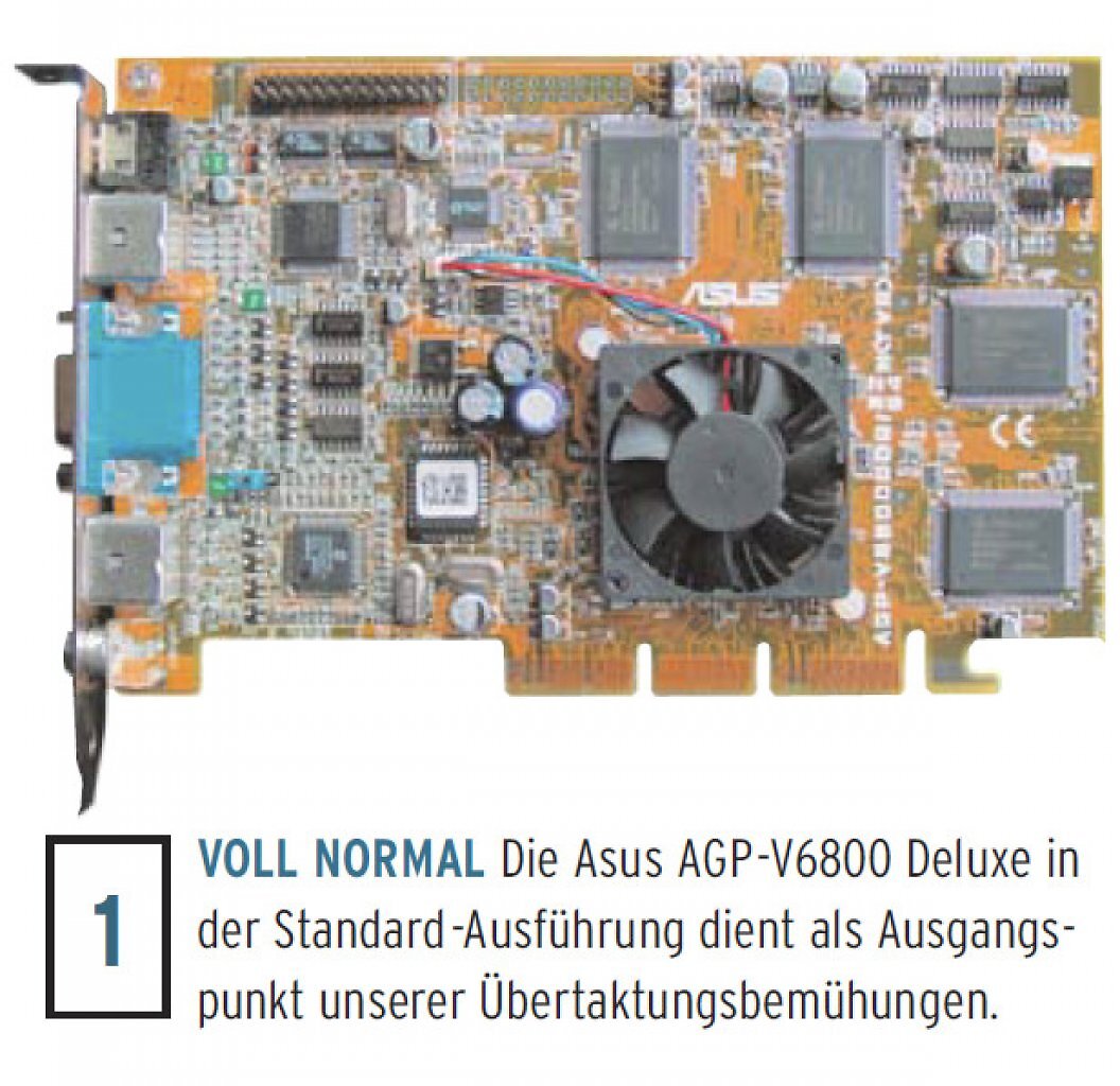 [23/10/2025] Voll normal im Jahr 2000: eine Asus V6800 Deluxe als Testobjekt – bevor Bohrer, Schraubenzieher und Mut zum Risiko ins Spiel kamen.