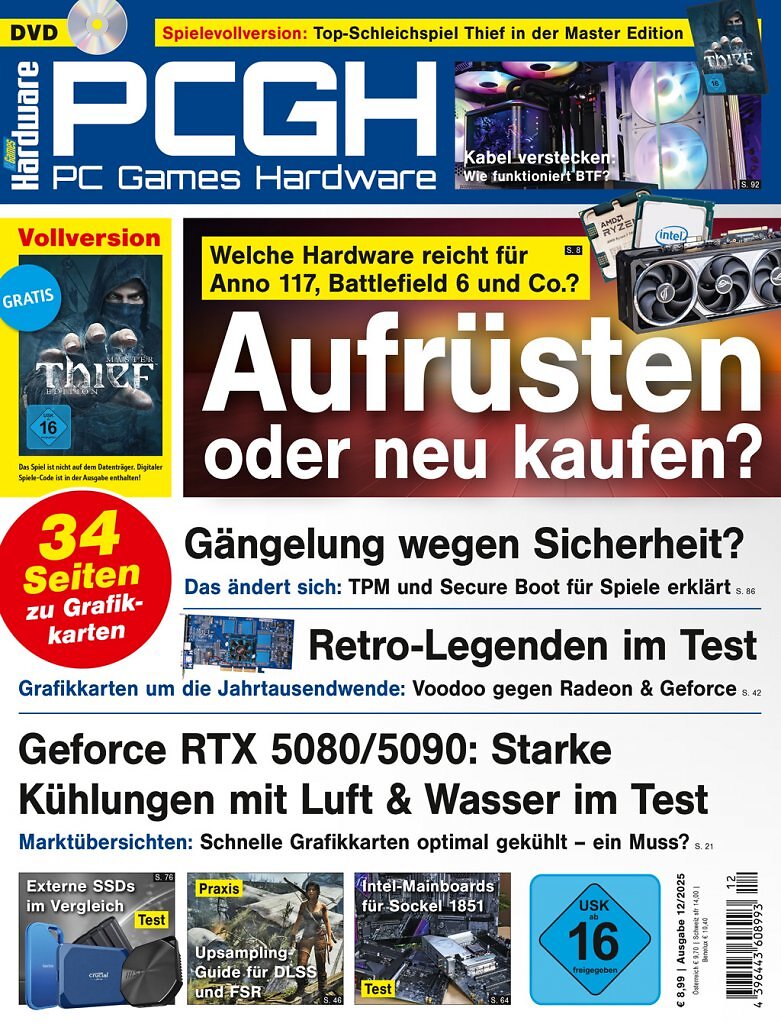 [30/10/2025] DVD-Cover der PCGH-Ausgabe 12/2025. Mit dabei ist Thief: Master Thief Edition als Steam-Vollversion.