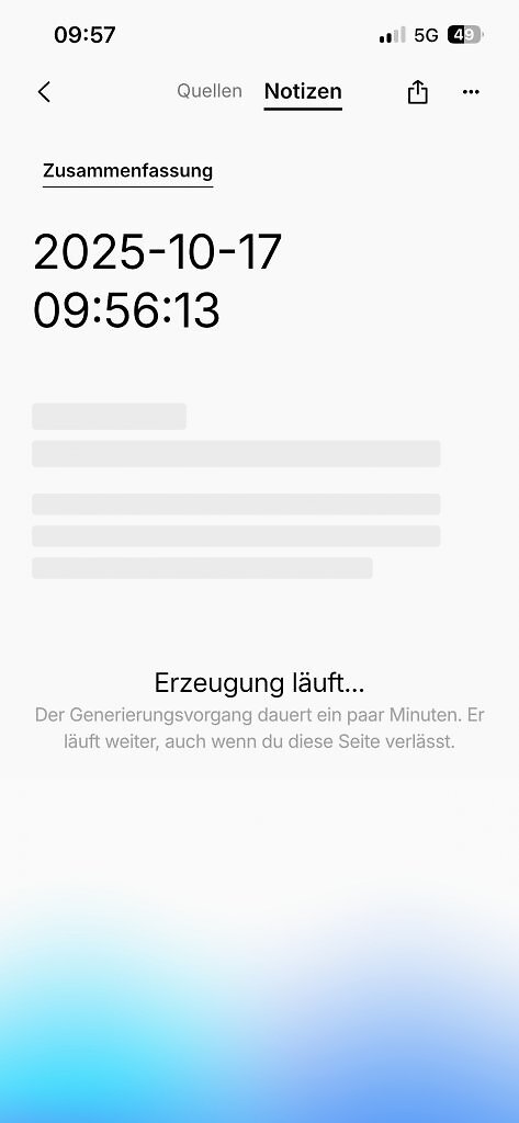 [20/10/2025] Die Generierung dauert wenige Minuten.