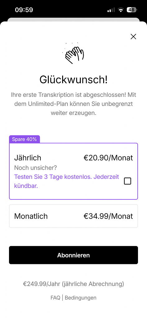 [20/10/2025] Aber: Wer Plaud AI häufiger nutzen möchte, muss für den KI-Plan zahlen.