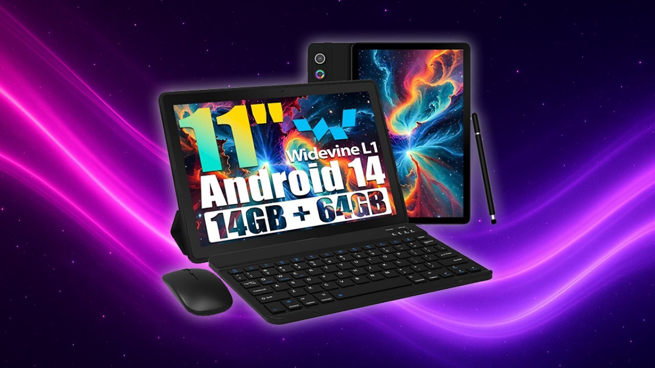 [23/10/2025] Tablet, Android Tablet 11 Zoll mit 14GB RAM + 64GB ROM (1TB TF), Octa-Core, Widevine L1, WiFi 6 & BT 5.3, 6800mAh Akku, Dual Kamera – Tablet mit Tastatur, Maus, Stift & Hülle Amazon Angebot