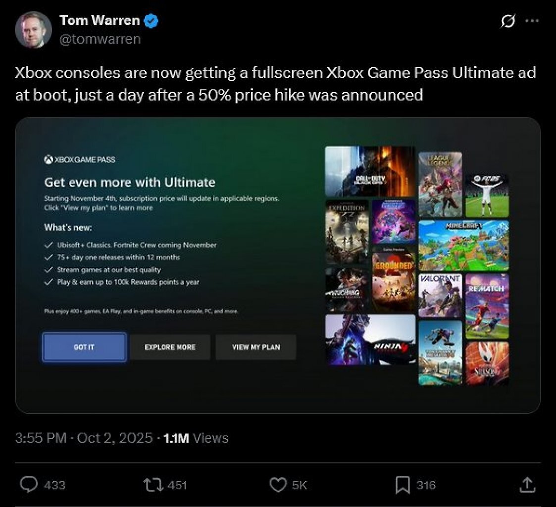 [03/10/2025] Xbox: Beschwerden über Werbeeinblendungen - Geht Microsoft zu weit? (2)