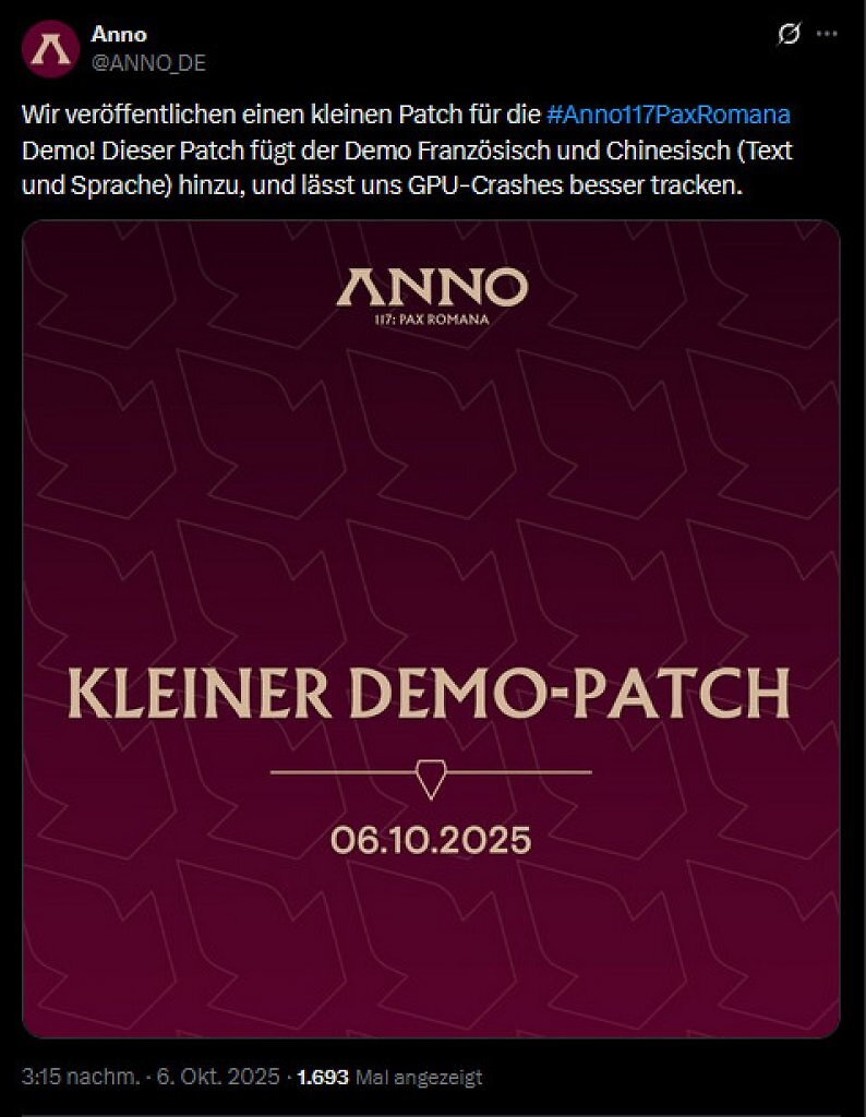 [07/10/2025] Anno 117: Ubisoft Mainz spendiert Demo überraschenden Patch (1)