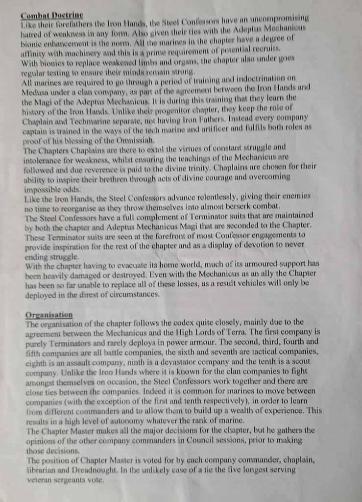 [09/10/2025] Der Abschnitt „Homeworld“ beschreibt Kracsis IV als ursprüngliche Schmiedewelt der Steel Confessors.