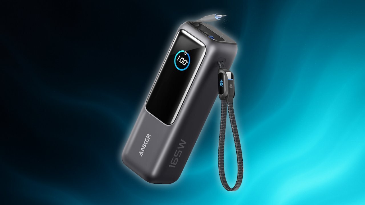 [18/11/2025] Anker Laptop Powerbank, 25000mAh 165W USB-C, 3X 100W USB-C Ports für Multi-Geräte-Ladeleistung, Integriertes + einziehbares Kabel, Für iPhone 17/16/15, MacBook, Samsung und mehr Amazon Angebot