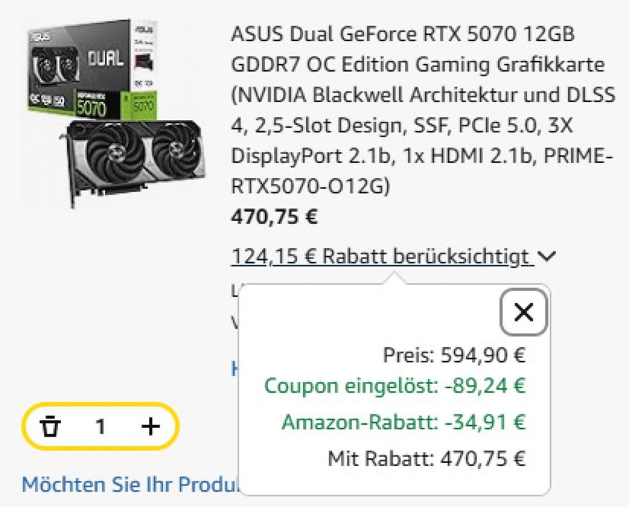 [07/11/2025] Durch den Gutschein sinkt der Preis auf nur noch 470,75 Euro.