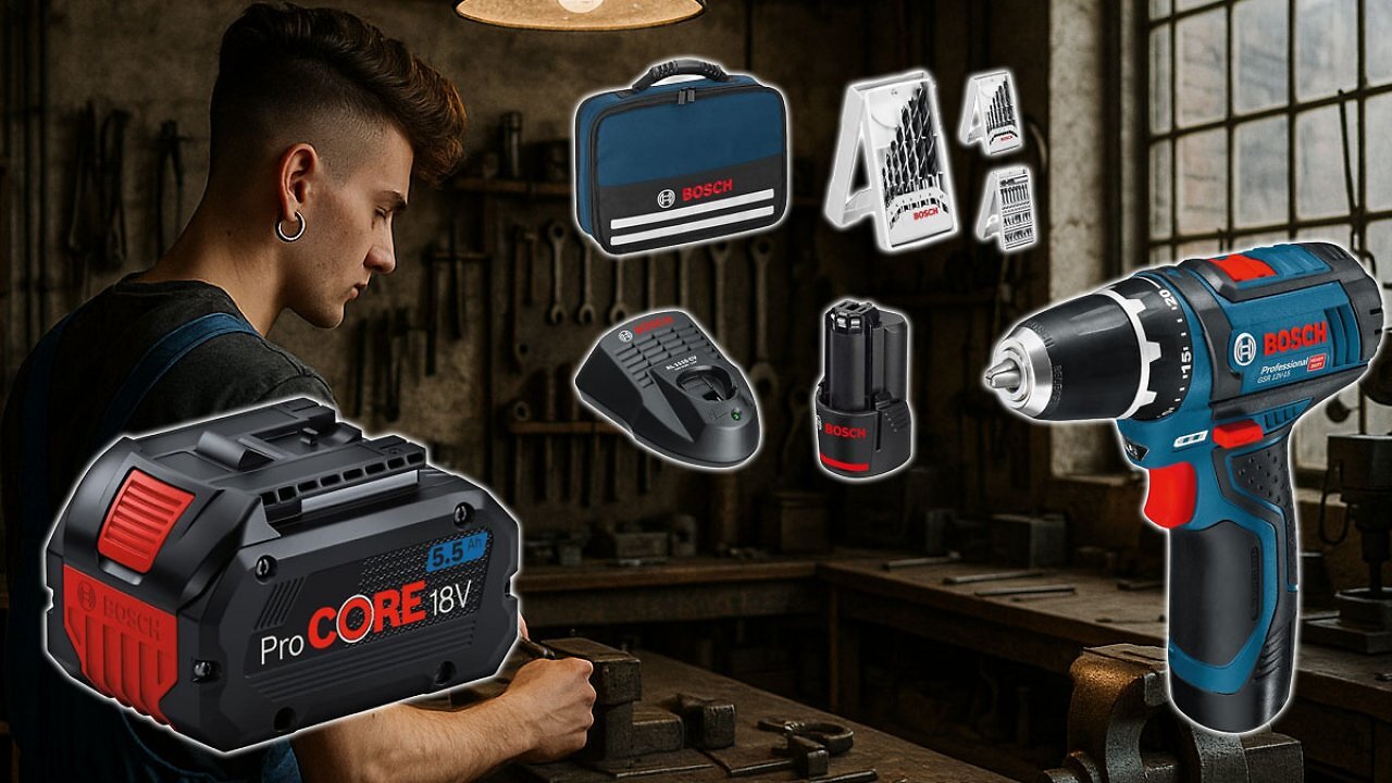 [06/11/2025] Unter Vergleichspreis verschraubt Amazon: Bosch Pro Core und Platz 1 Akkuschrauber im Set mit 2 Akkus, Tasche & Bits