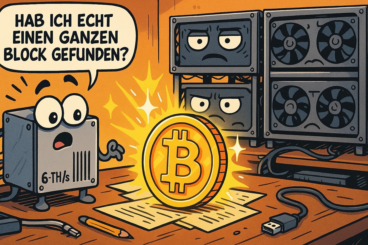 [24/11/2025] Hobby-Miner knackt Bitcoin-Block mit nur 6 TH/s - Trefferchance 1 zu 180 Mio.