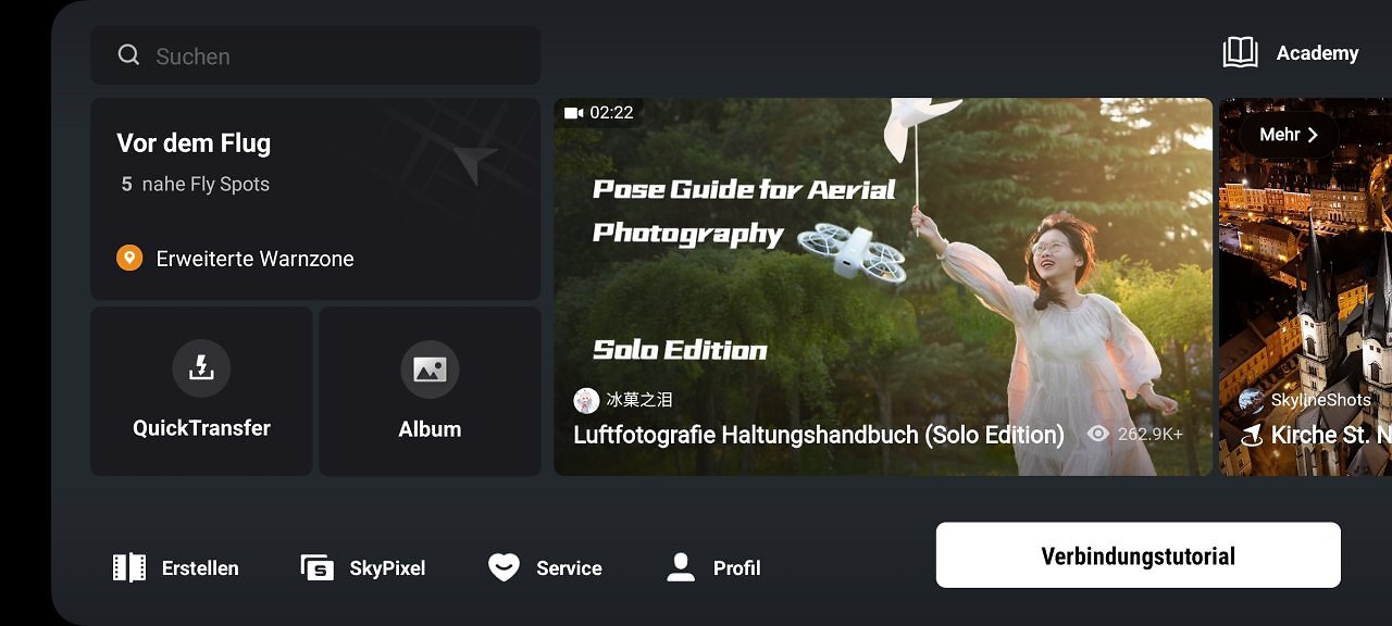 Screenshots der DJI Fly-App