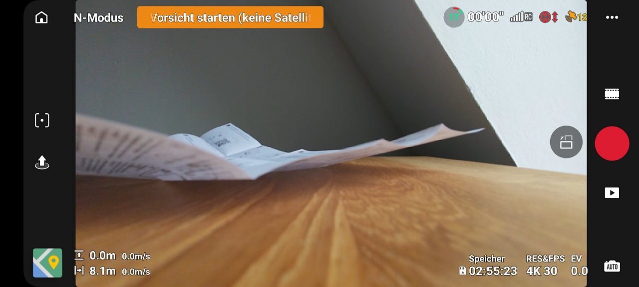 Screenshot der DJI Fly-App