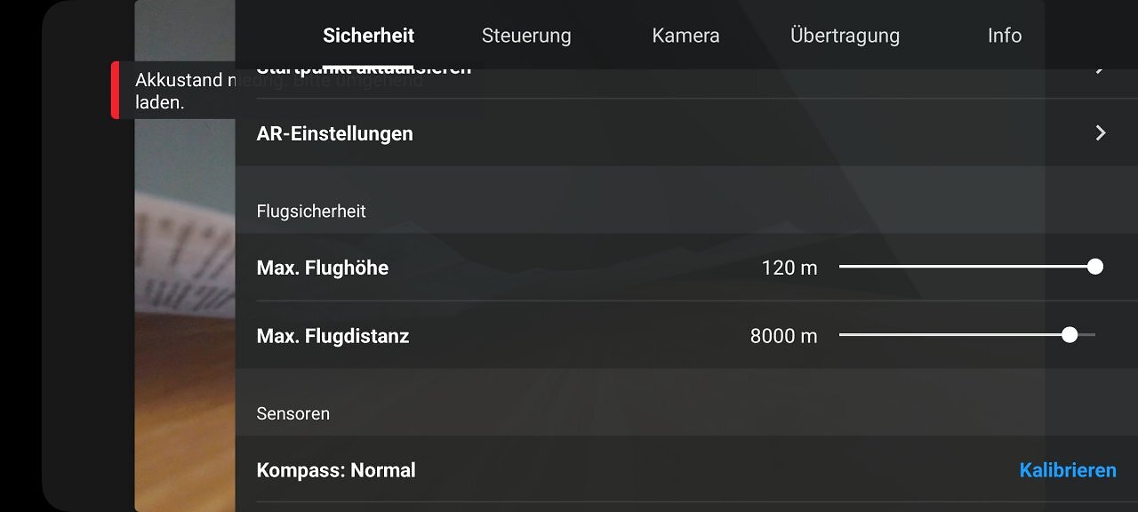 Screenshot der DJI Fly-App