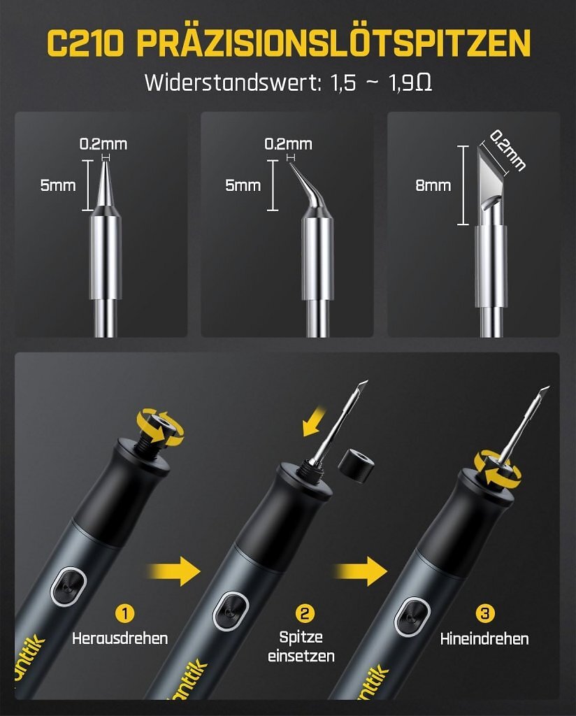Am Black Friday gibt es den Fanttik-Lötkolben mit Akku und mehreren Spitzen im Angebot.