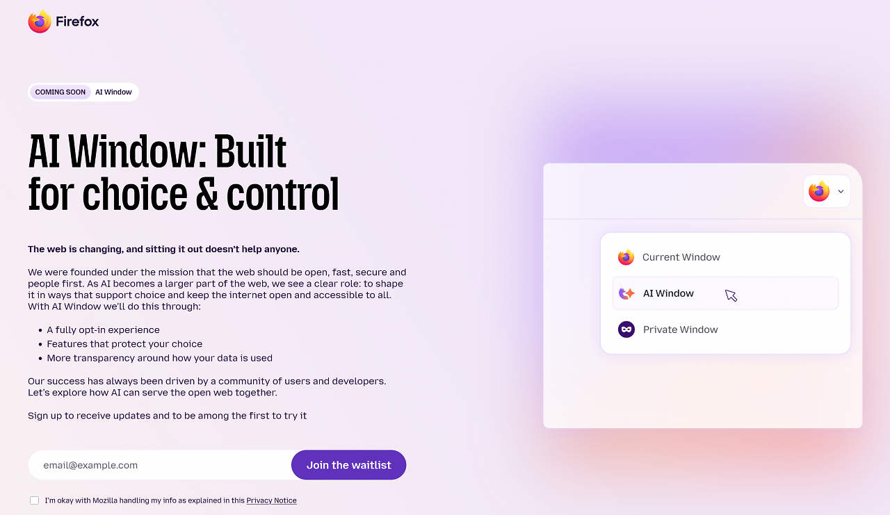 [17/11/2025] Firefox AI Window