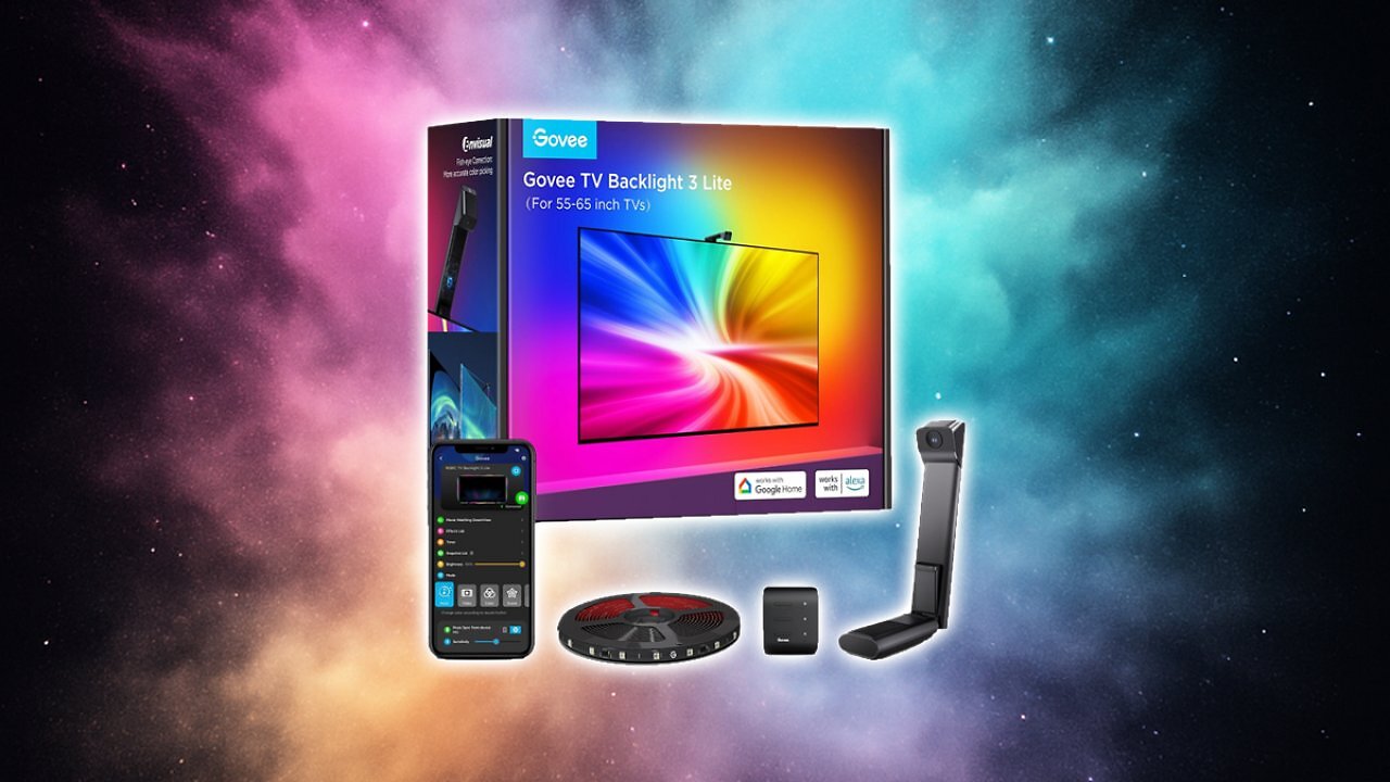 [26/11/2025] Govee TV Hintergrundbeleuchtung 3 Lite mit Fish-Eye Korrektur Funktion, Sync für 55-65 Zoll TVs, 3,6M RGBICW WiFi TV LED Strip mit Kamera, 4 Farben in 1 Lampenperle, Sprach- & APP-Steuerung [Energieklasse G] Amazon Angebot Black Friday