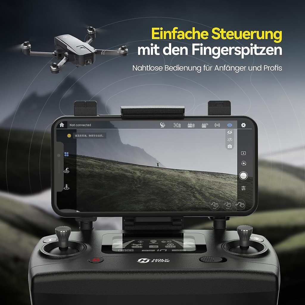 Ein Drohnencontroller mit Smartphone