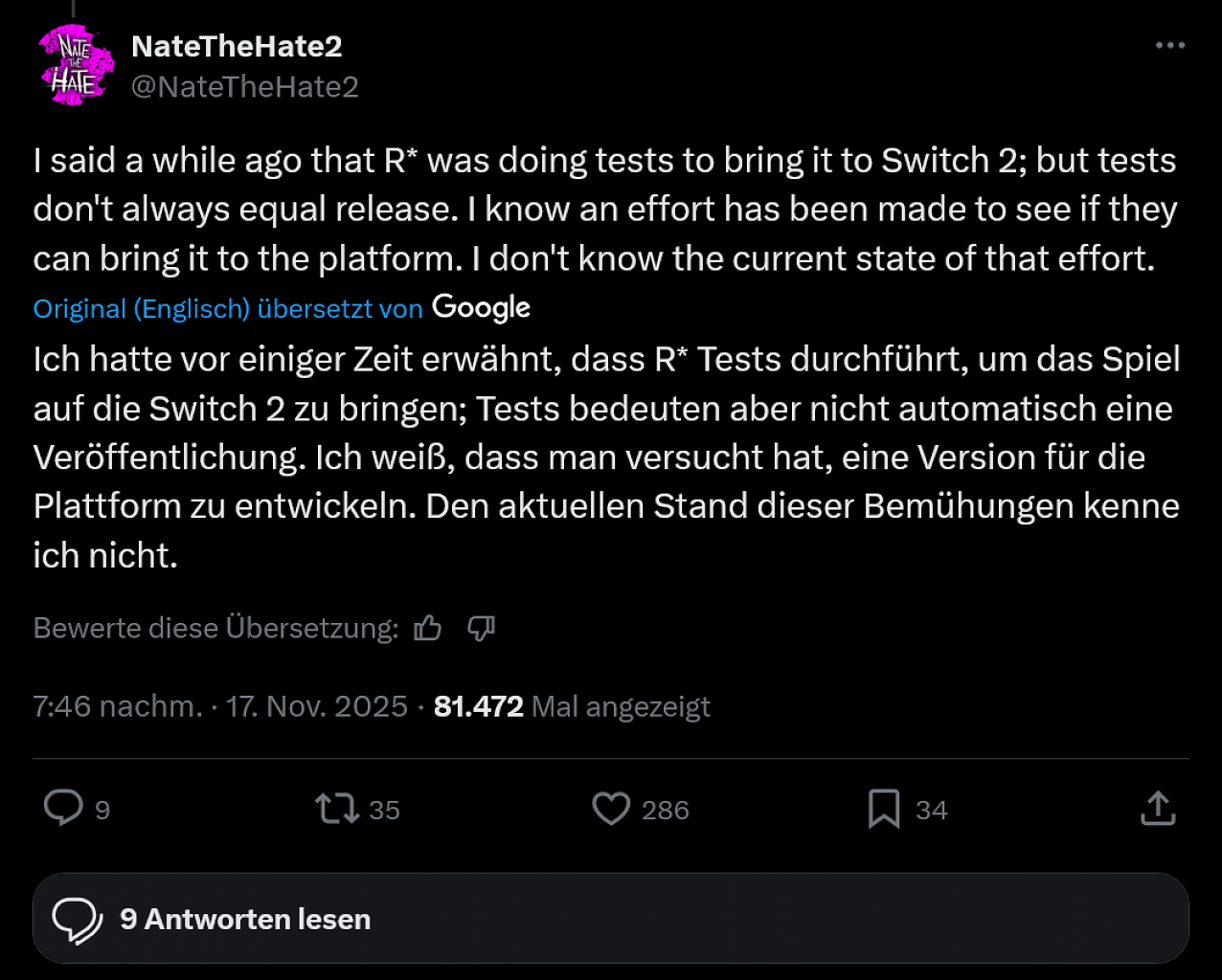[19/11/2025] GTA 6 auf der Switch 2