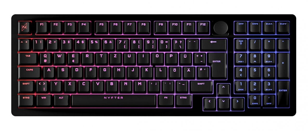 [27/11/2025] Tipp: Die Nyfter Nyfboard Gen2 98% ist mit vorgeschmierten Gateron GPro 2.0 Yellow Switches ausgestattet und bietet ein 98%-Layout mit sehenswerter RGB-Beleuchtung - jetzt 20 Euro günstiger.