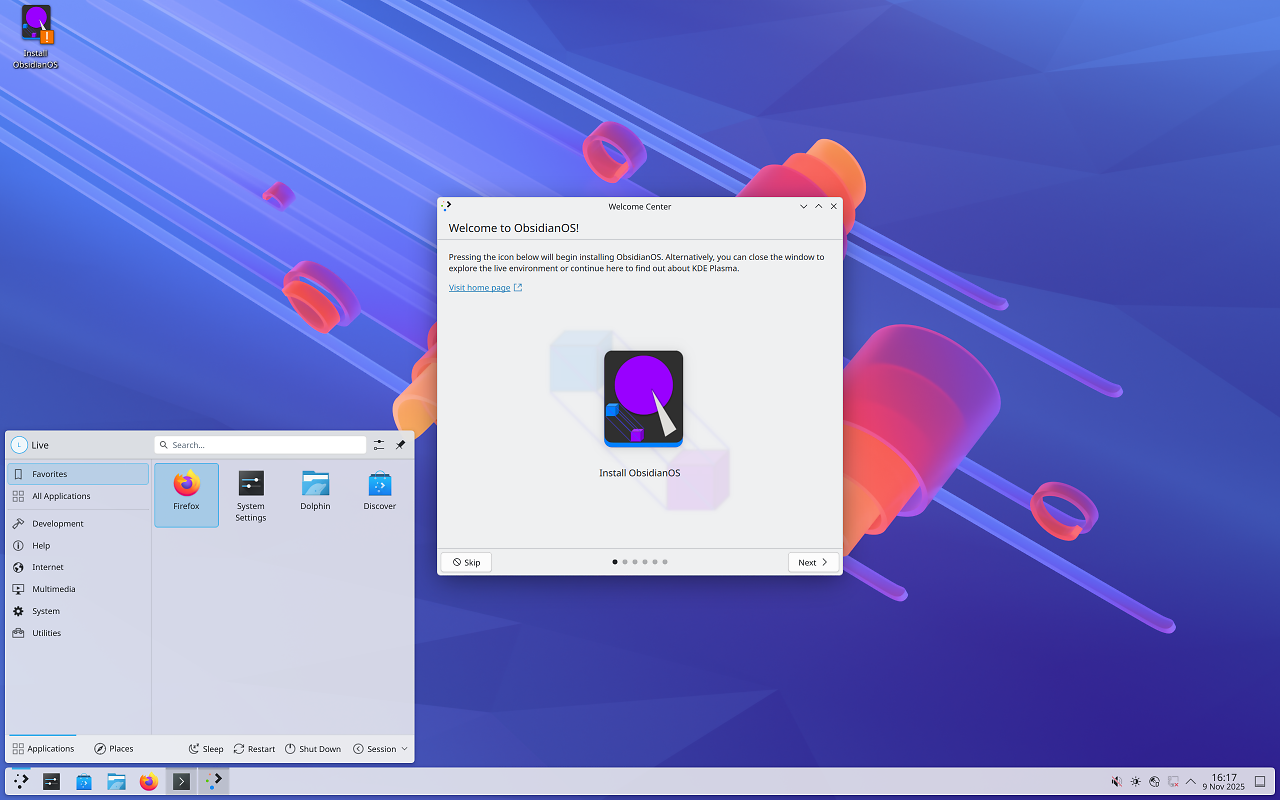 [11/11/2025] ObsidianOS mit KDE Plasma 6.5Dasj