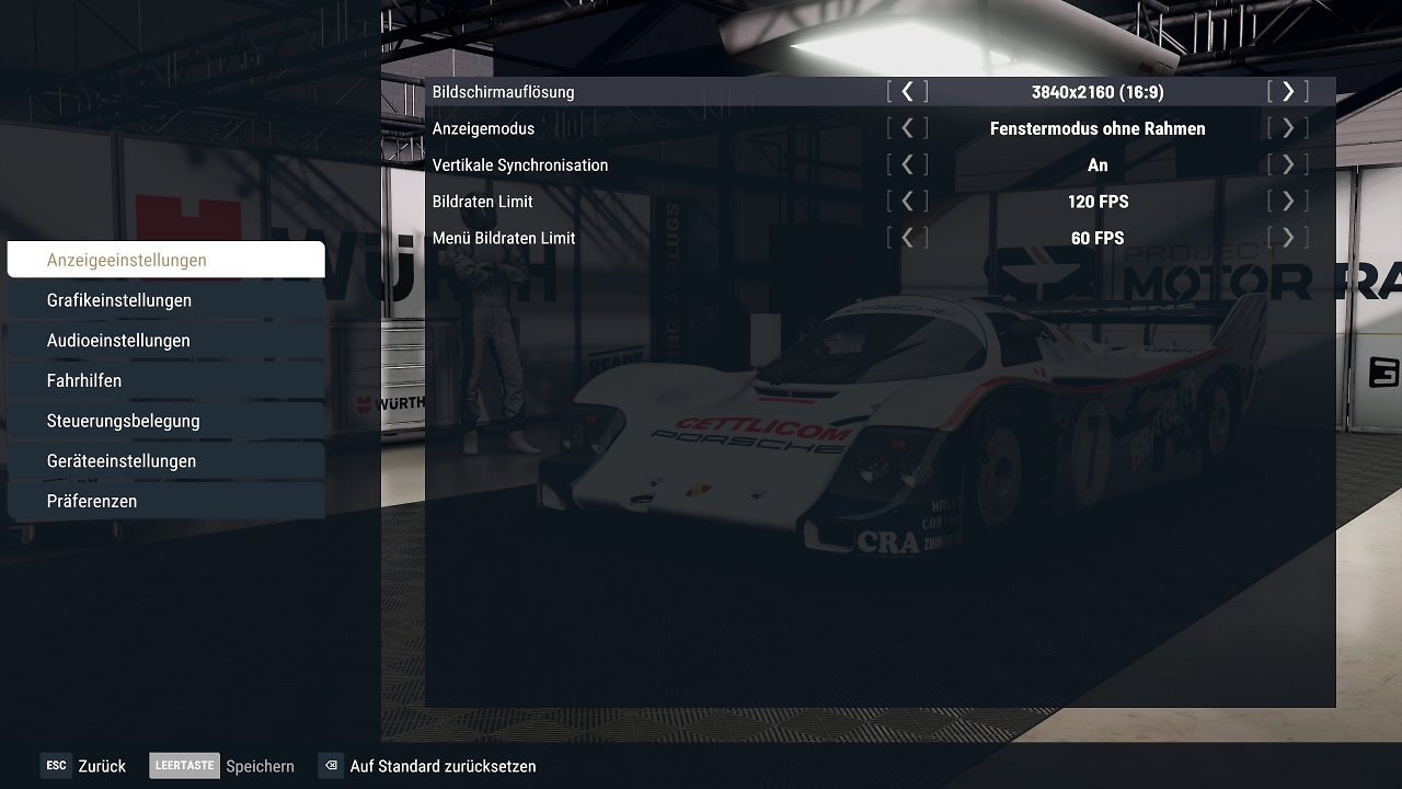 Project Motor Racing - Men&uuml; - 02 - Anzeige