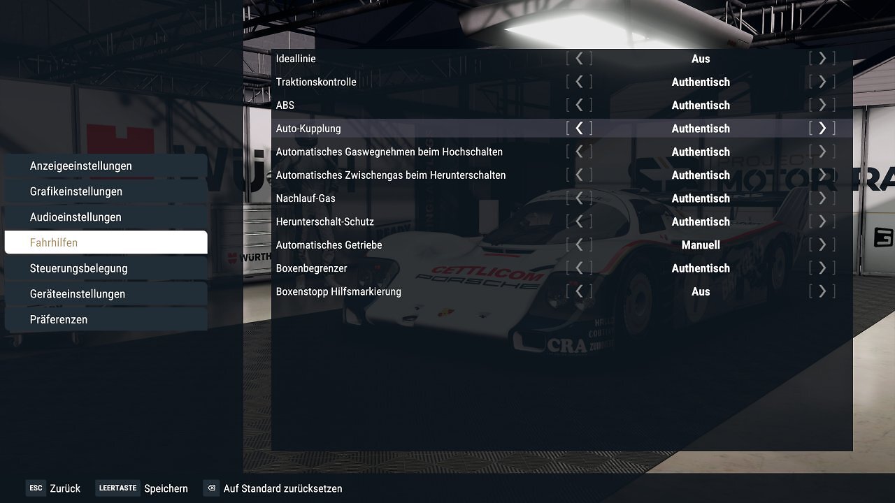 Project Motor Racing - Men&uuml; - 06 - Fahrhilfen