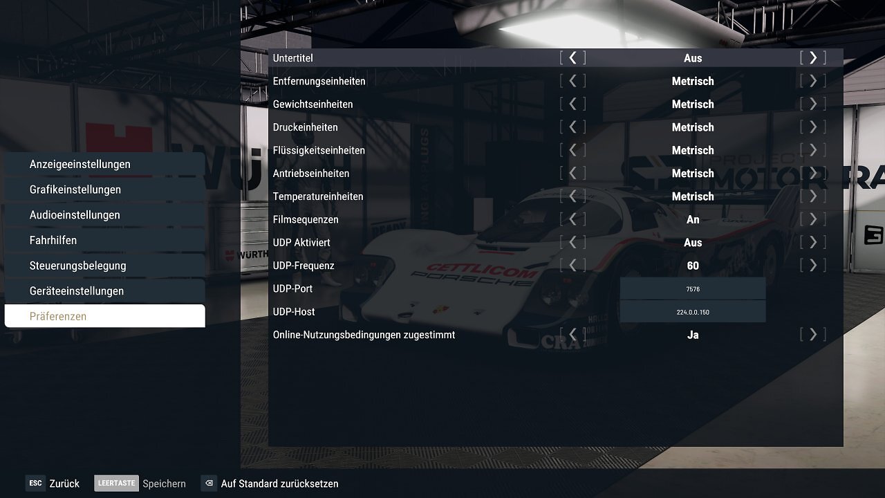 Project Motor Racing - Men&uuml; - 08 - Pr&auml;ferenzen