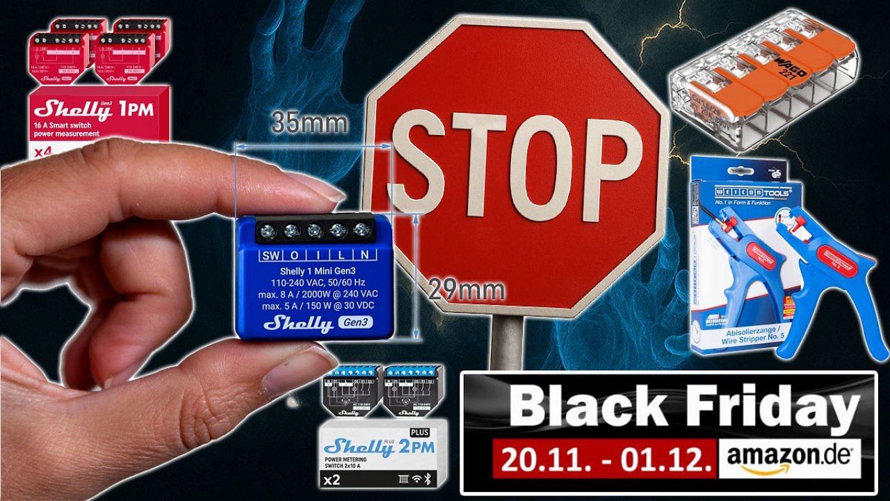 [21/11/2025] Laien, Hände weg: Shelly 1 Mini mit Alexa fällt unter 10 € - Wago Klemmen, Abisolierzange uvm. bei Amazon am Black Friday (1)