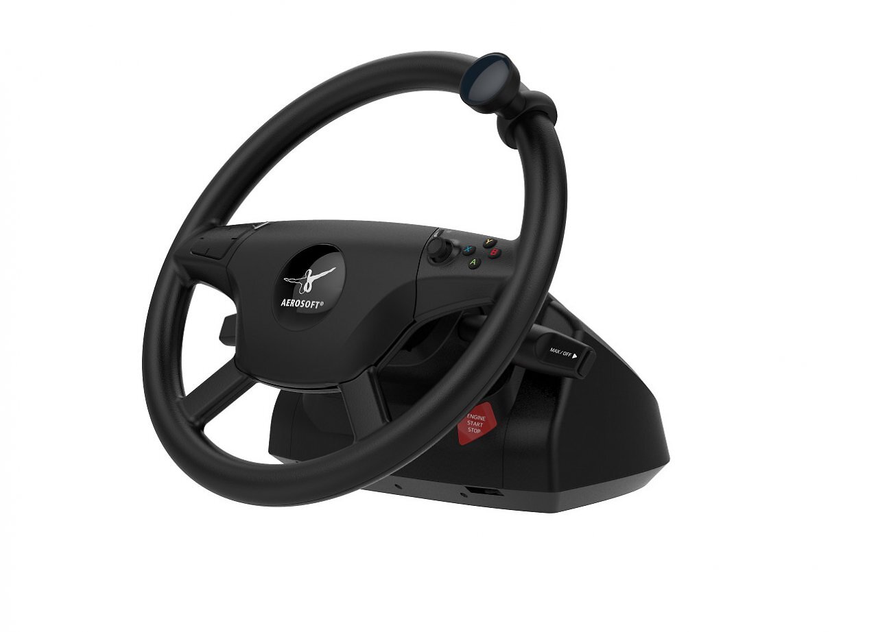 [11/12/2025] Das Aerosoft Truck & Bus Wheel System bietet authentische Eingabeelemente wie Lenkradknauf, Blinker oder Retarder-Hebel.