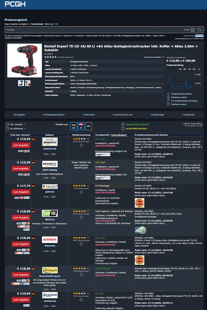 [17/12/2025] Im PCGH-Preisvergleich auf Platz 1.
